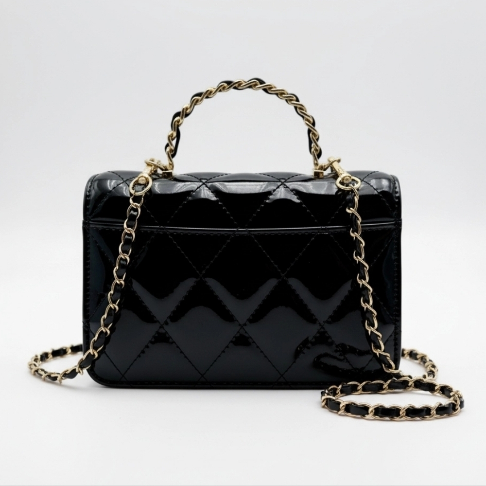 Valentino Orlandi Quilted Black Patent Leather Crossbody Bag - Picture 5 of 8